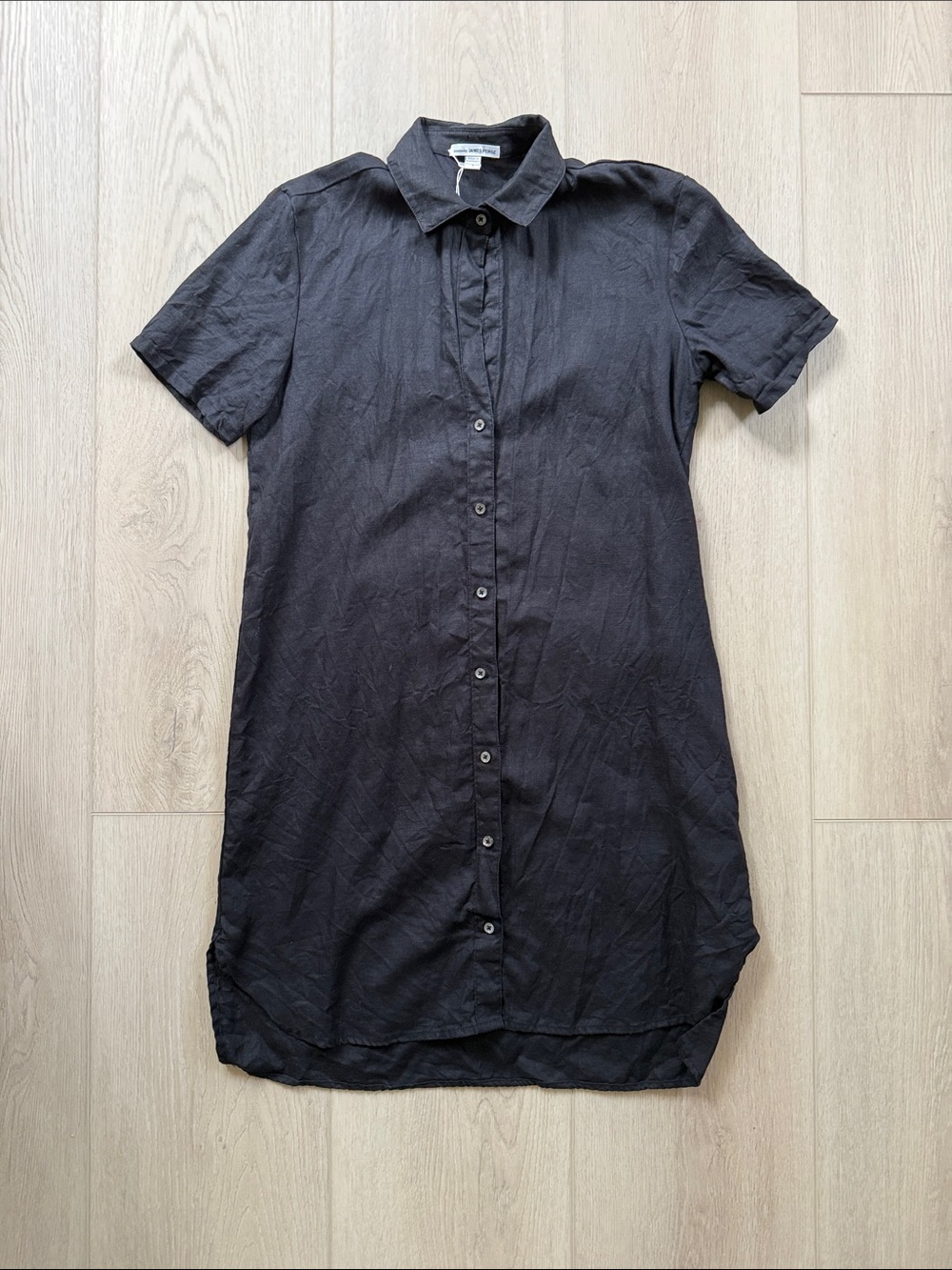 James Perse New Linen Short-Sleeve Button-Down Shirt Dress